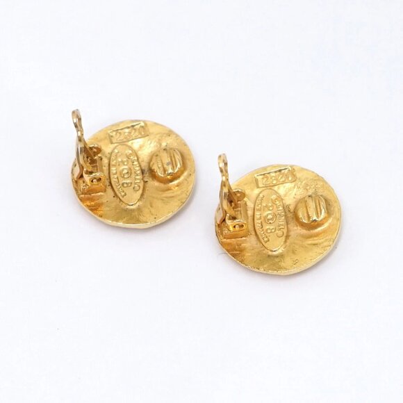 CHANEL CC Logos PARIS Round Clip-On Earrings Gold Tone 28 2820 Auth #5663 - Picture 4 of 5
